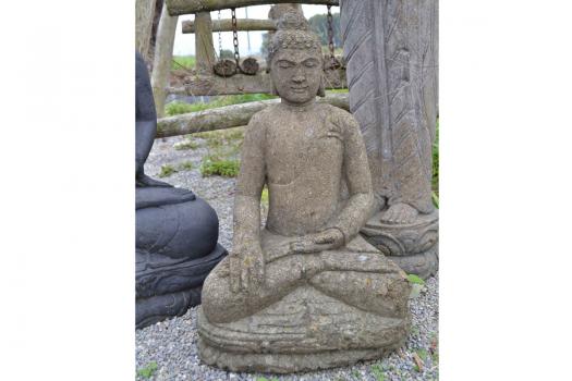 Steinskulptur sitzender Buddha, 60 cm